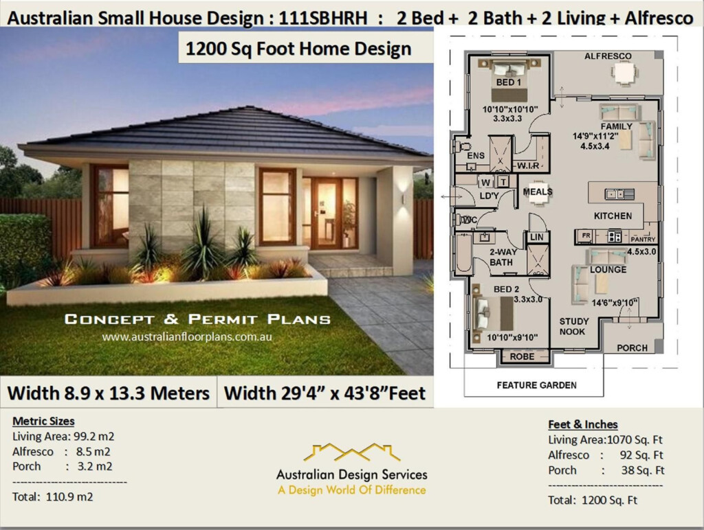 1200 Sq Foot House Plan Or 110 9 M2 2 Bedroom 2 Etsy In 2020 1200  - 1200 Square Foot Single Story House Plans