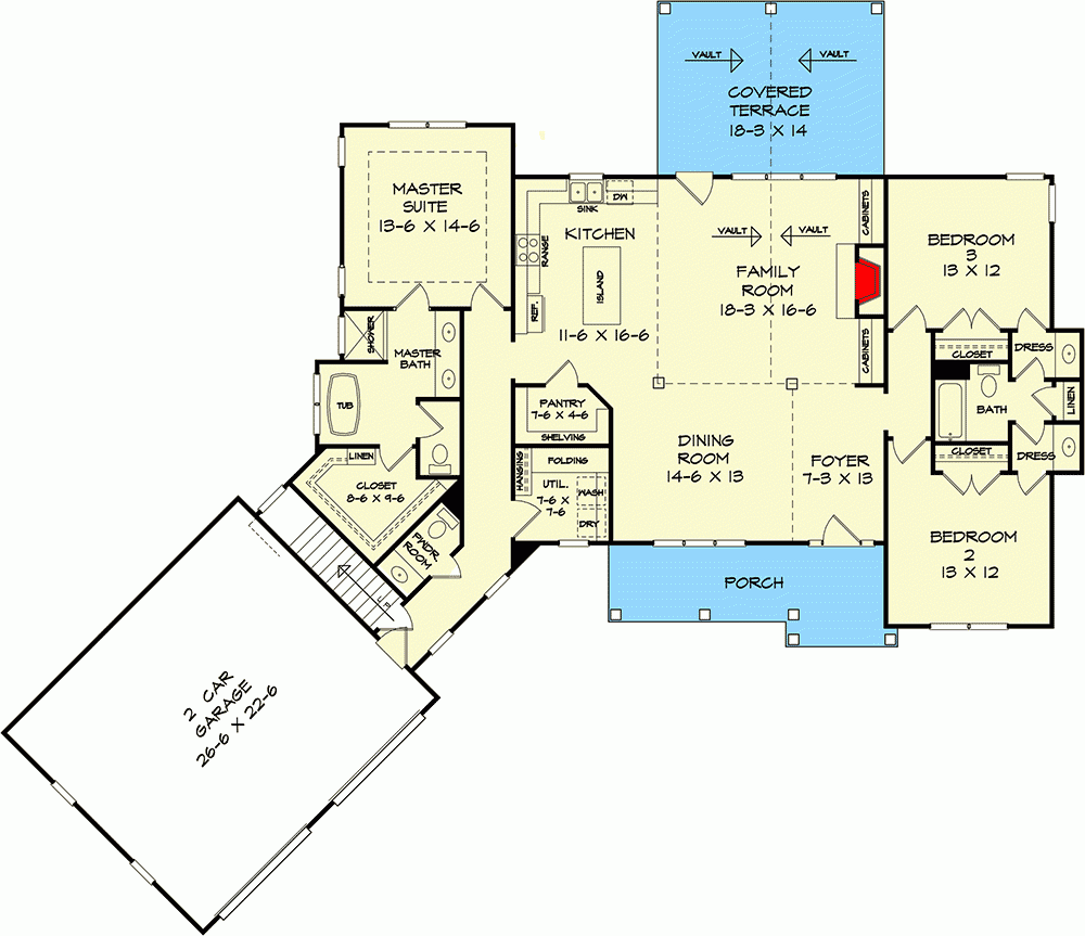 2 000 Square Foot Craftsman House Plan With Angled Garage 360081DK  - 2000 Square Foot House Plans One Story With Angled Garage