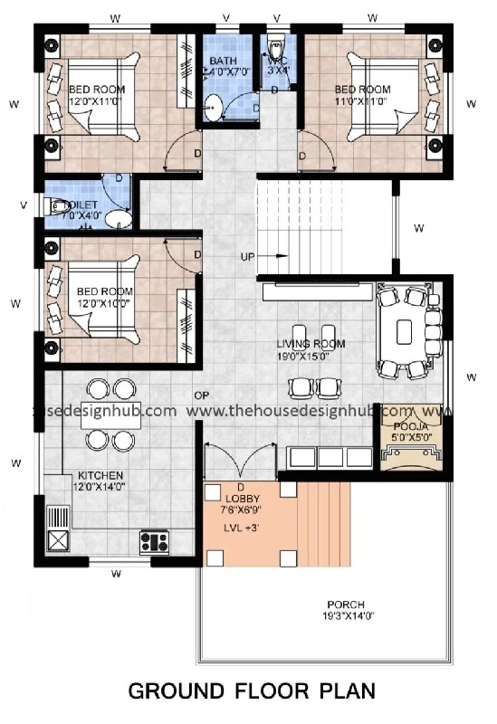2 Bedroom House Plans Indian Style 1200 Sq Feet Www  - House Plan For 1 Story 1200 With Master Suite