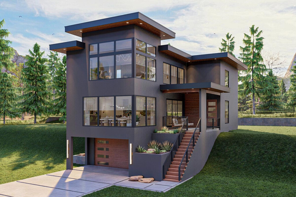 2 Story 3 Bed Modern Style House Plan Under 3000 Square Feet 623145DJ  - 3 Modern House Plans Two Story