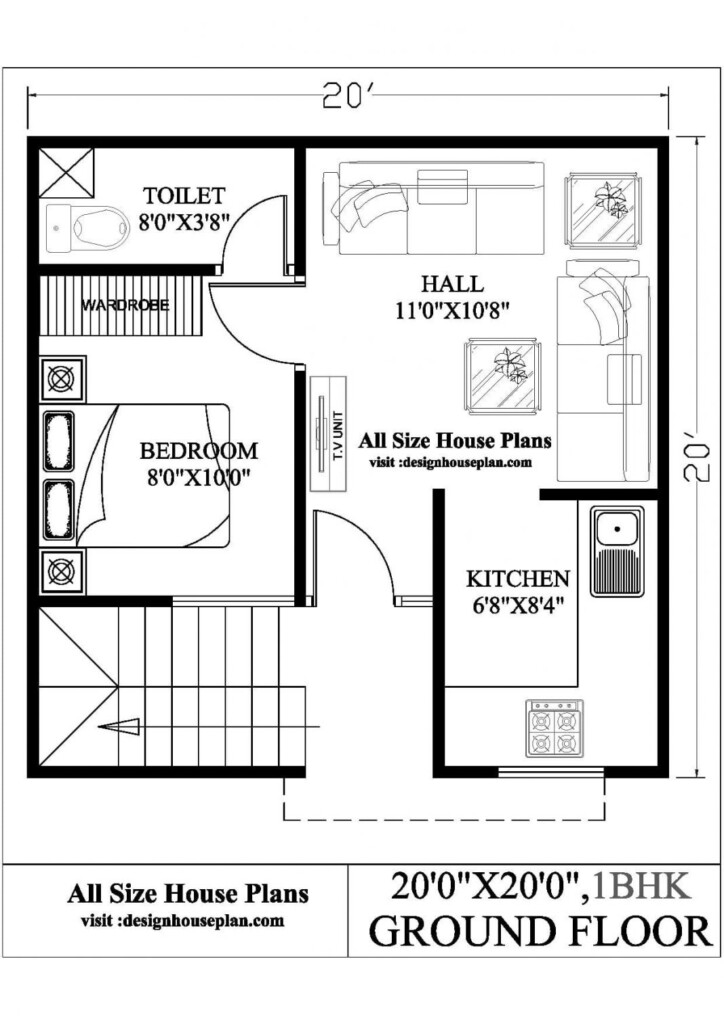 20 By 20 House Plan Best 2bhk House Plan 20x20 House Plans 400 Sqft - 15 X 25 Guest House Plans 2 Story