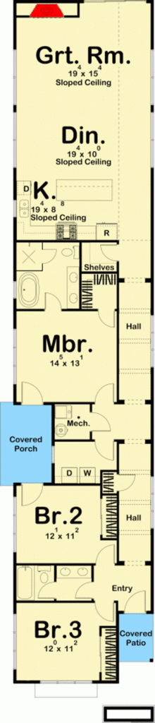 20 Wide House Plan With 3 Bedrooms 62865DJ Architectural Designs  - 20 Feet Wide 3 Stories House Plan