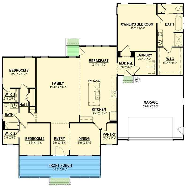 2100 Sq Ft Modern Farmhouse Plan With Front Facing Garage 83625CRW  - 2100 Square Foot House Plans One Story