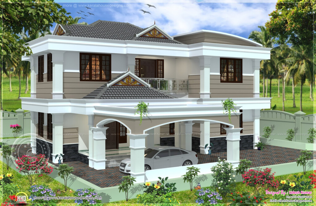 255 Square Yards Double Storied House Design Home Kerala Plans - 2 Story House Plans With Balcony
