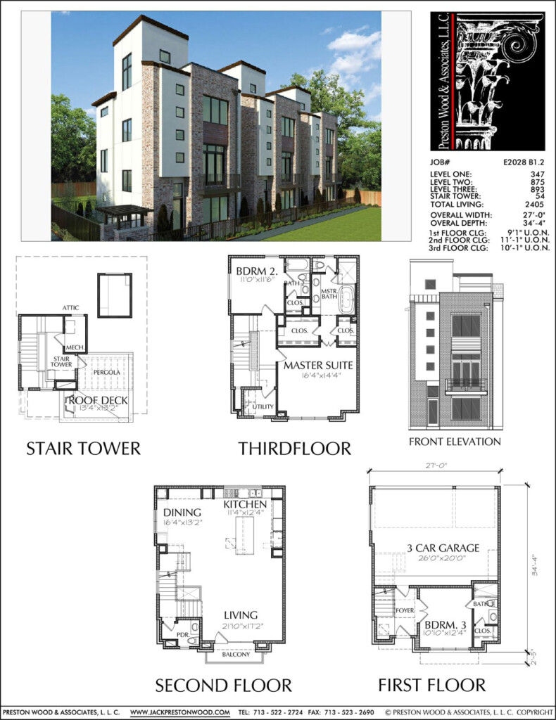 3 1 2 Story Townhouse Plan E2028 B1 2 Town House Floor Plan Floor  - 2 Story Townhouse House Plans