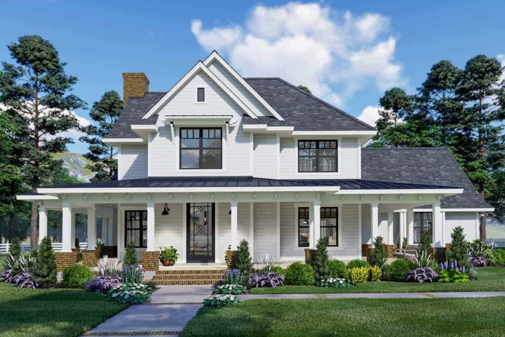 3 Bedroom Two Story Modern Farmhouse Floor Plan  - 3 Modern House Plans Two Story