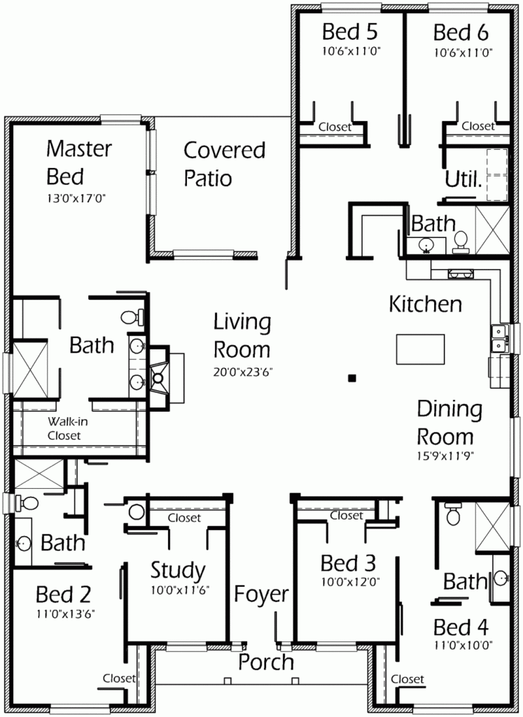 3037 Sq Ft 6b4b W study Min Extra Space House Plans By Korel Home  - 6 Bedroom 1 Story House Plans