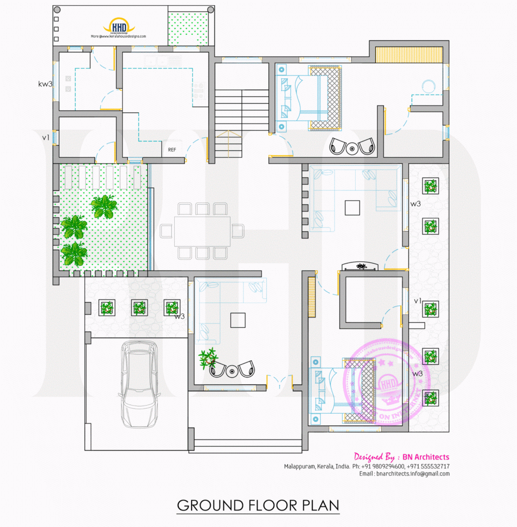 4 Bedroom Contemporary Beautiful Kerala Home Design With Floor Plan  - 4 Bedroom Two Story House Plans Kerala