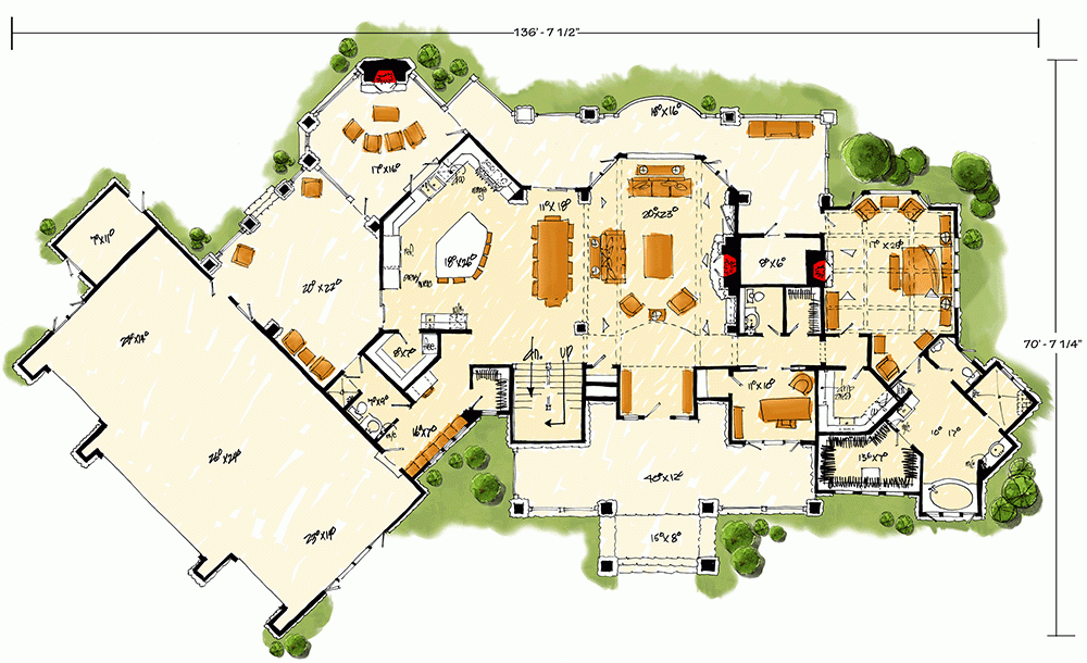 4 Bedroom Mountain Lodge House Plan 12943KN Architectural Designs  - 4 Bedroom 1 Story Mountain Lodge House Plan