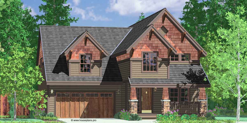 40 Ft Wide 2 Story Craftsman Plan With 4 Bedrooms - 2 Story 40Ft Wide Brick House Plans