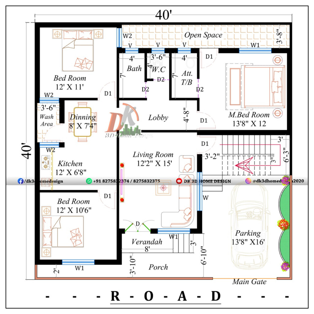 40x40 House Plan Dwg Download Dk3dhomedesign - 40X40 Two Story House Plans
