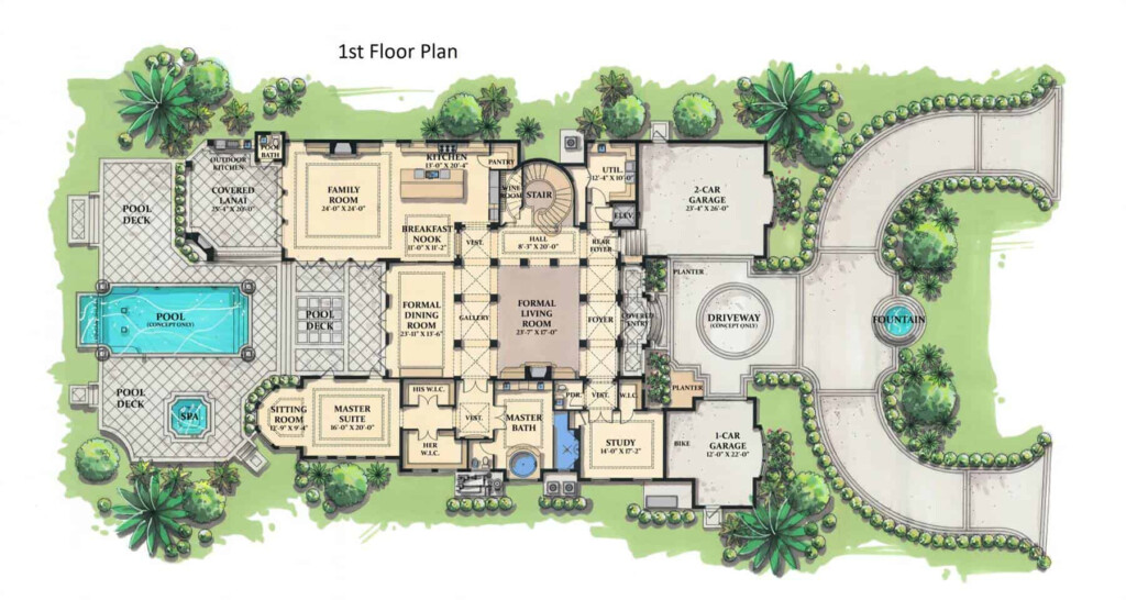 5 Bedroom Two Story Grand Royale Tuscan Style Home Floor Plan Home  - 2 Story Large House Floor Plans