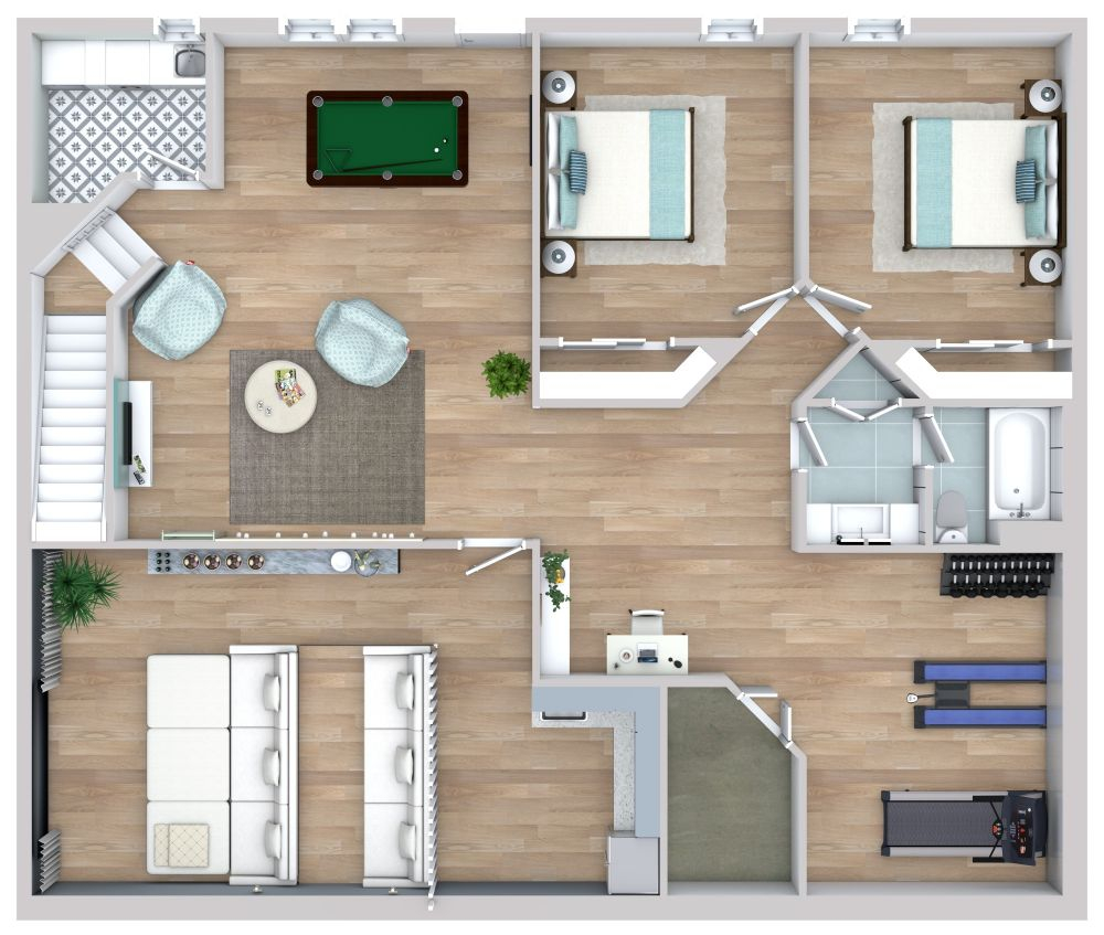 Basement Floor Plans - 1 Story 2 Bedroom Basement House Plans