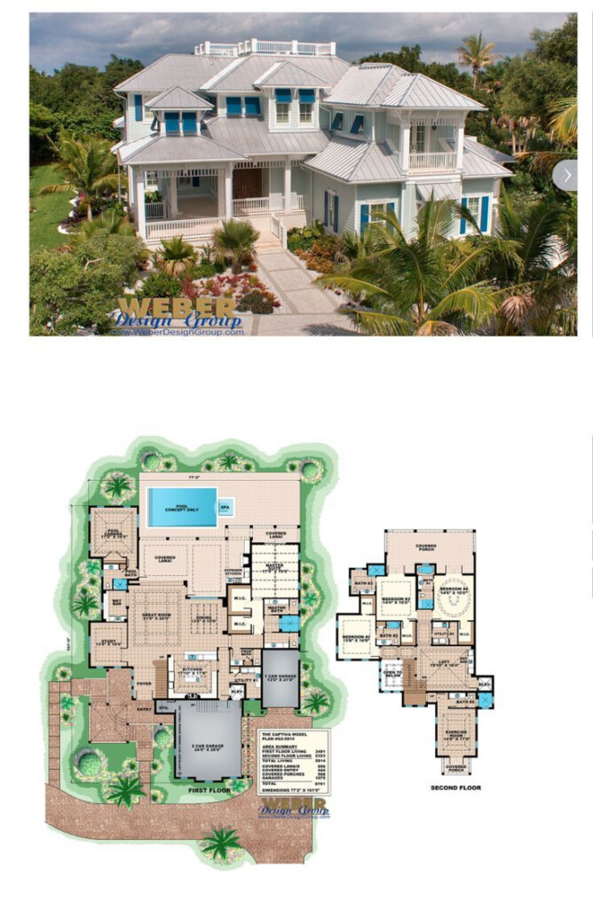 Beach House Plan 2 Story Coastal Home Floor Plan With Cabana Beach  - Two Story Coastal House Plans