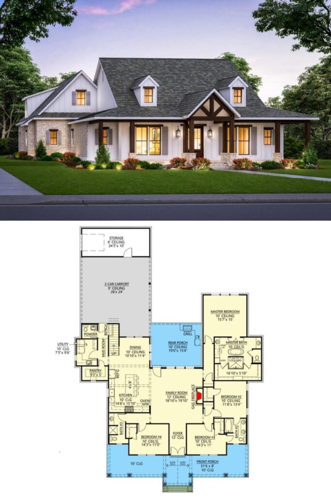 Enjoy Rustic Luxury In This Beautiful 2 Story 4 bedroom Farmhouse  - 2 Story 4 Bedroom House Plans With Bonus Room