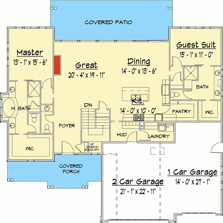 Eye catching New American House Plan With Bonus Room Above Garage  - 1.5 Story House Plans With Bonus Room Over Garage