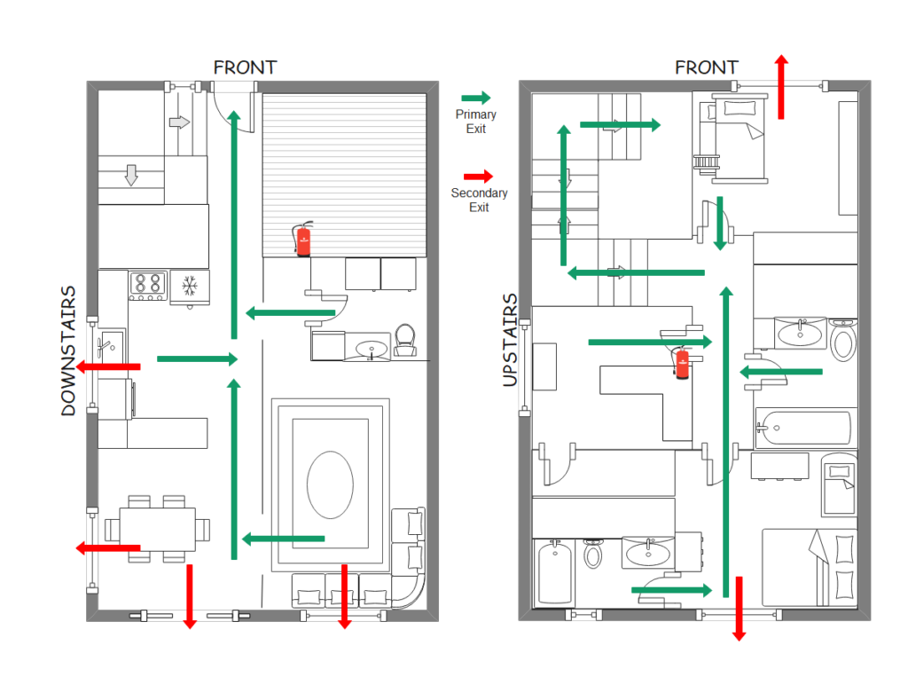 Fire Escape Plan Templates EdrawMax Free Editable - Home Fire Escape Plan Template 2 Story House