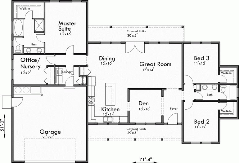 Floor Plans For A 4 Bedroom Single Story House Www myfamilyliving - Modern 4 Bedroom House Plans Single Story Pdf