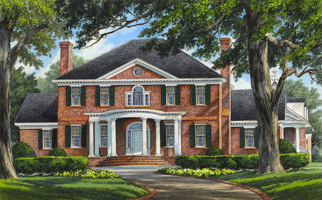 Grand Colonial House Plan 32650WP Architectural Designs House Plans - 1.5 Story Colonial House Plans
