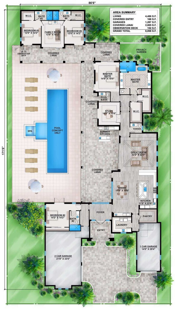 House Plans With Pools Enjoying A Luxurious Lifestyle House Plans - 1 Story House Plans With Pools From California