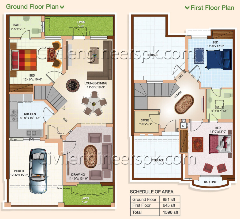 Important Concept 8 Marla House Plan Double Story Amazing Concept - 8 Marla House Plan Double Story