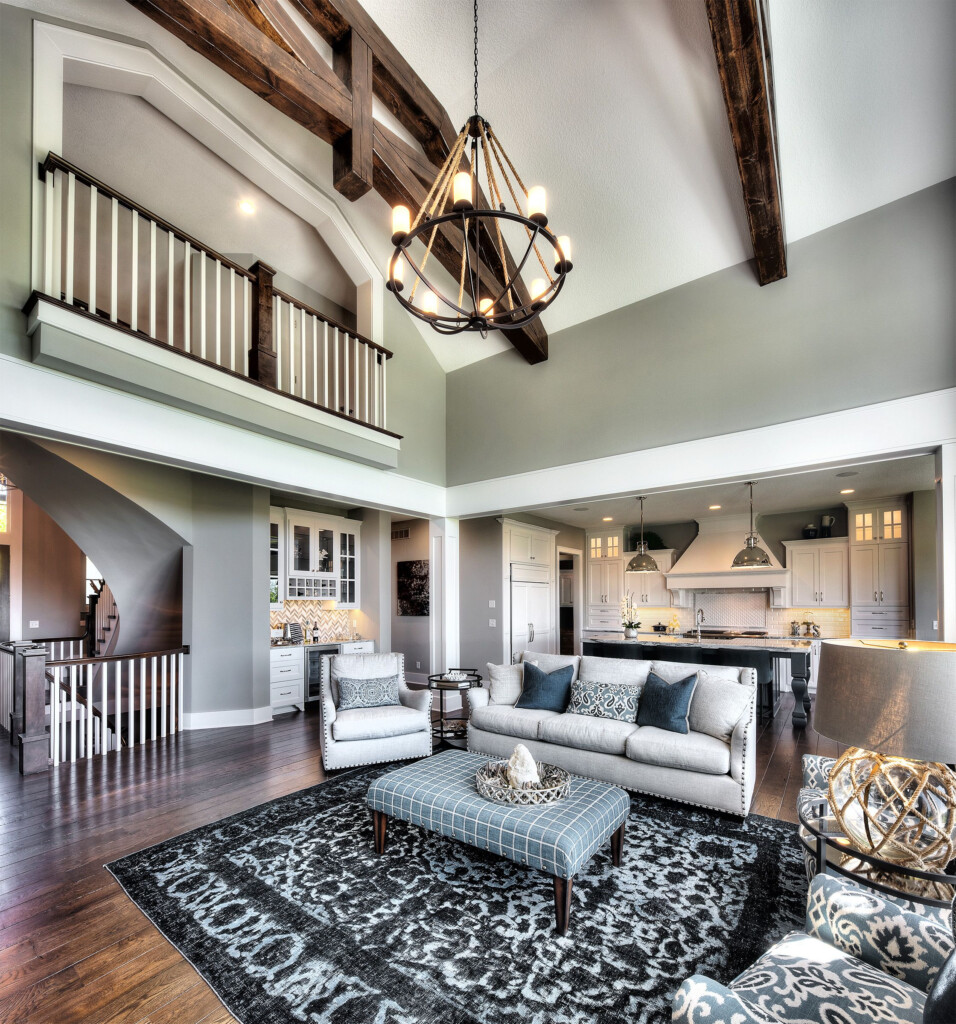 Living Room Two Story Great Room Coastal Home Open Floor Plan  - House Plans With Great Room Two Story