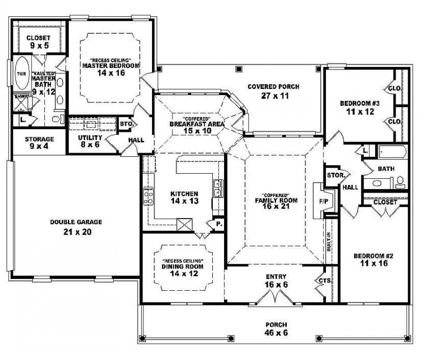 Modern House Plans One Story Two Bedroom Plan Small JHMRad 133982 - One Story Two Bedroom House Plans
