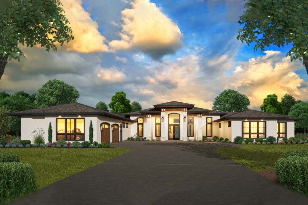 One Story 4000 Square Foot Transitional House Plan With Home Office And  - One Story 4000 Sq Ft House Plans
