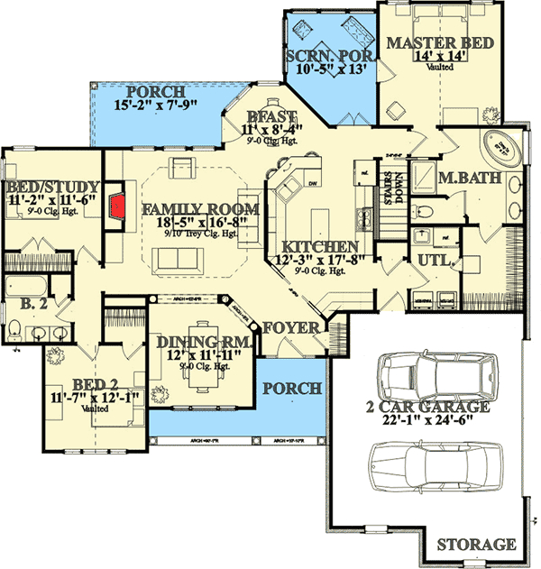 One Story Living With Walkout Basement 86200HH Architectural  - Small One Story House Plans With Walkout Basement