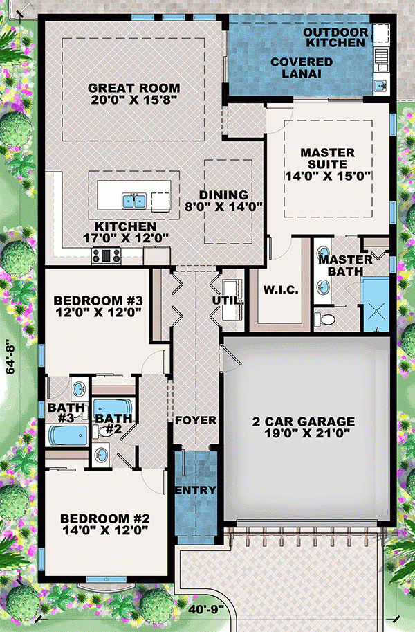 One Story Mediterranean House Plan With 3 Ensuite Bedrooms 66389jmd  - 1 Story House Plans 3 Bedrooms