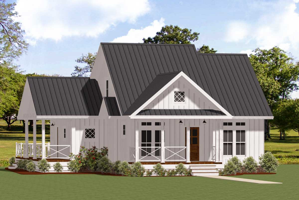 Plan 46367LA Charming One Story Two Bed Farmhouse Plan With Wrap  - One Story Two Bedroom House Plans