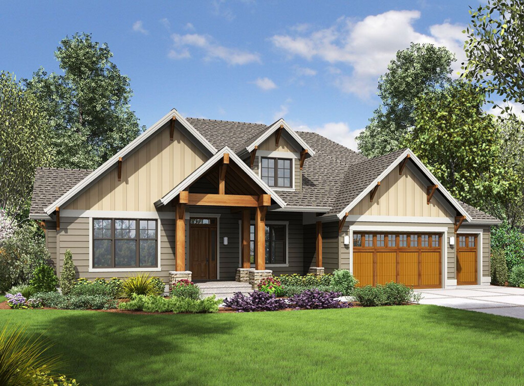 Plan 69642AM One Story Craftsman With Finished Lower Level Craftsman  - Craftsman House Plans 1 1/2 Story