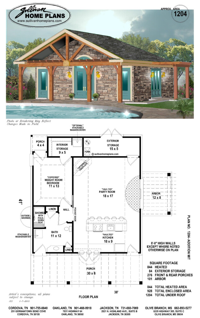 Pool House With Bathroom Plans House Plans - 1 Story House Plans With Pools From California