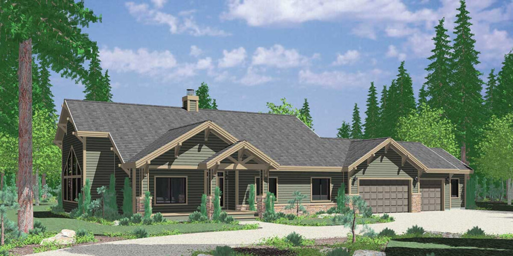 Ranch House Plan Featuring Gable Roofs - 3 Story Gable Roof House Plans