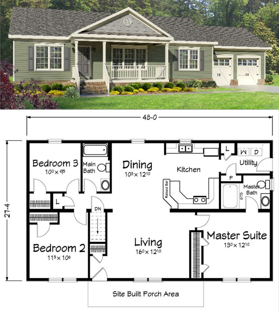 Ranch Style Floor Plans With Basement Flooring Tips - 1 1 2 Story Ranch Style House Plans