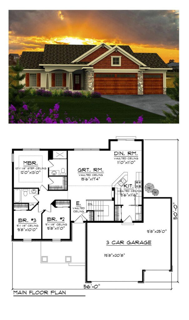 Ranch Style House Plan 96120 With 3 Bed 2 Bath 3 Car Garage Ranch  - 3 Bedroom 3 Bath 2 Story House Plans
