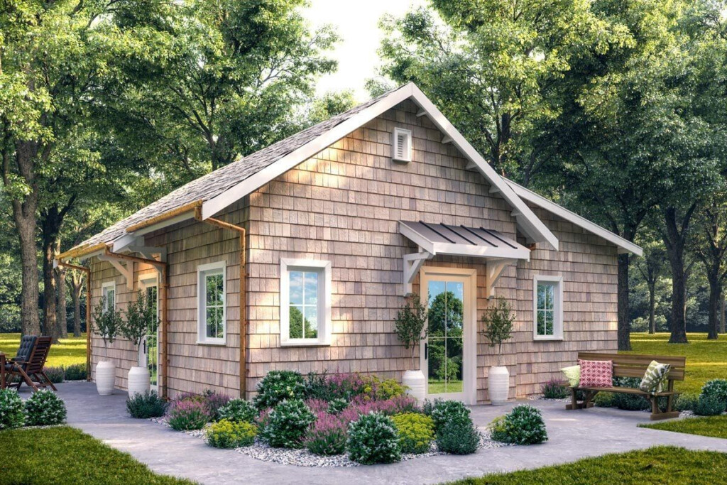 Single Story 1 Bedroom Cottage Country Wheelchair Accessible House  - Tiny House Single Story Wheelchair Accessible House Plans