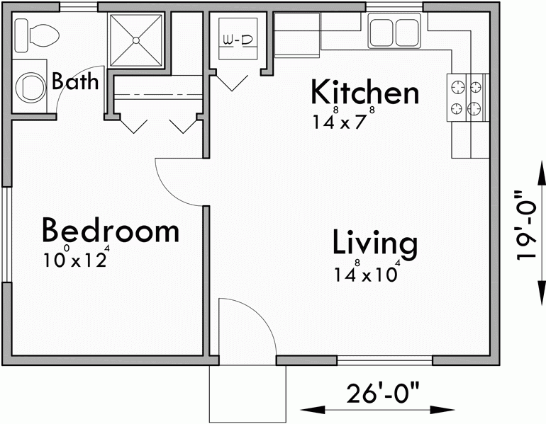 Small House Plans Studio One Bedroom 1 - 20 X 30 One Bedroom House Plans Single Story