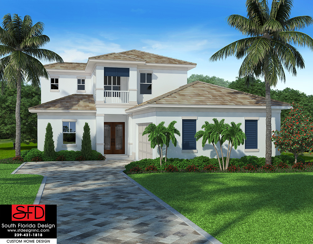 South Florida Design 2 Story Coastal House Plan South Florida Design - Two Story Coastal House Plans