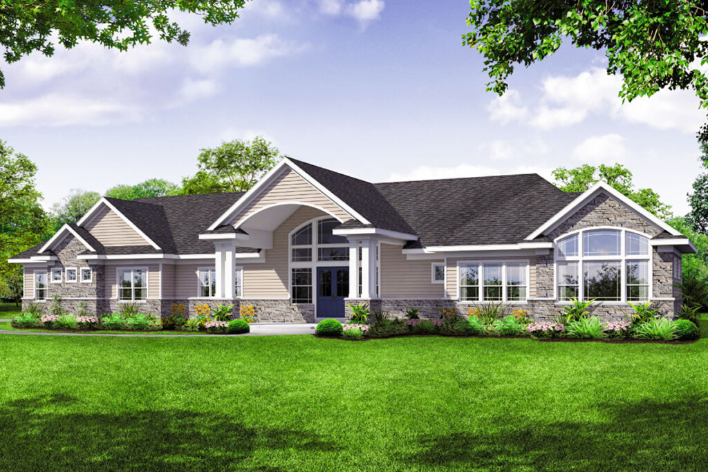 Sprawling One Story House Plan With Vaulted Great Room 72939DA  - One Story House Plans With Keeping Room