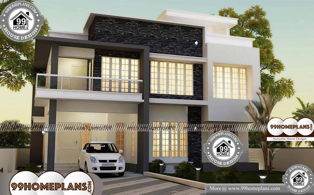 Square Two Story House Plans With 3D Elevations 600 Modern Designs - 2 Story Square House Plans
