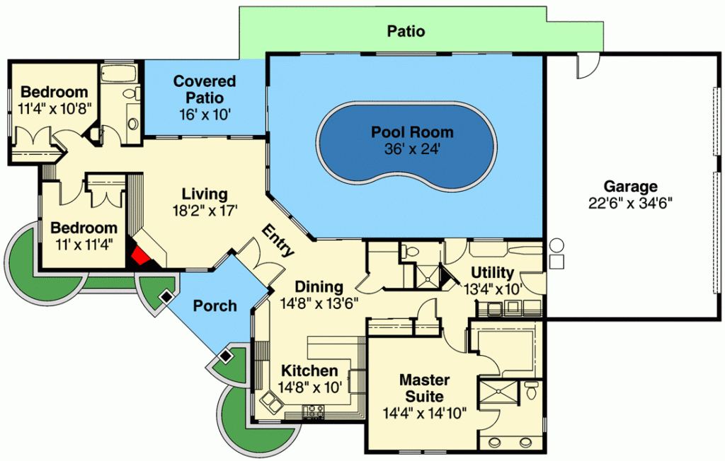 Striking Home Plan With Indoor Pool 72402DA Architectural Designs  - One Story House Plans With Indoor Pool