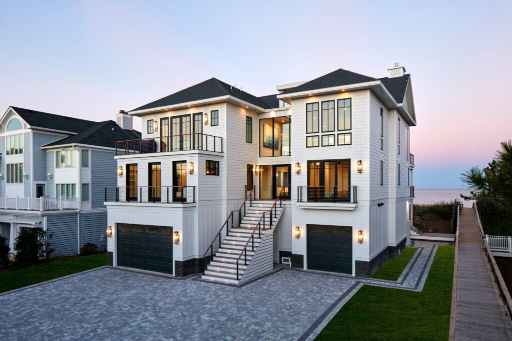 Surfside Marnie Custom Homes Modern Beach House Beach House Plans  - 2 Story Picture Window Coastal House Plans