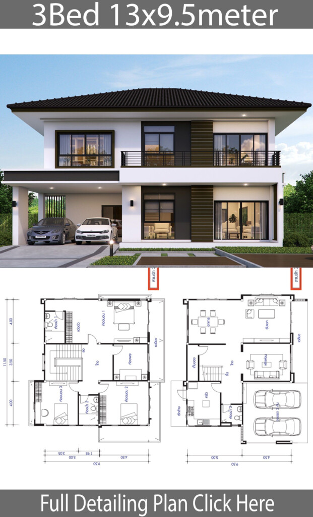 Three Bedroom Double Storey House Plans Image To U - 2 Story 3 Bedroom Modern House Plans