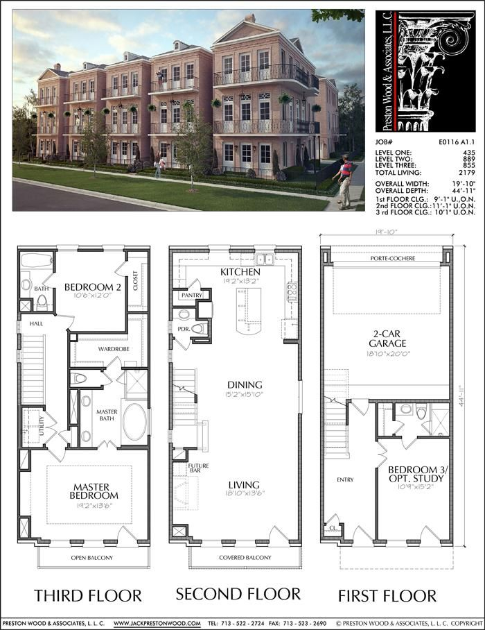 Three Story Townhouse Plan E0116 A1 1 Town House Plans Town House  - Baltimore 3 Story House Floor Plan
