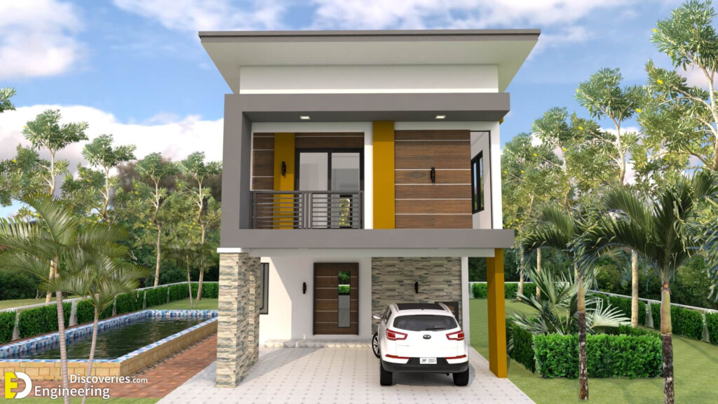 Two Storey House Plan With 3 Bedrooms And 2 Car Garage Engineering  - 2 Story House Plans Garage Front