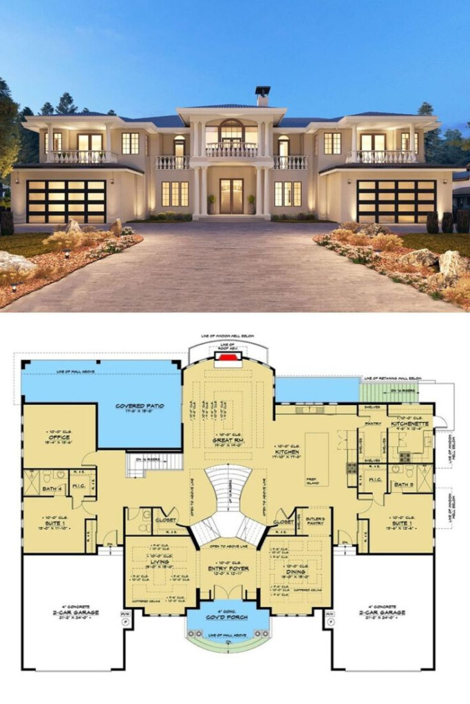 Two Story 10 Bedroom Luxury European Home With Balconies And Lower  - 10 Bedroom 2 Story House Plans