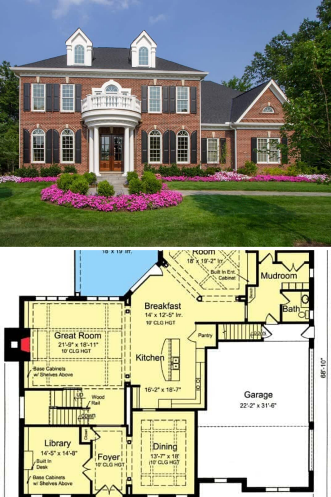 Two Story 4 Bedroom Georgian Home With Rounded Balcony Floor Plan Artofit - Georgian Two Story House Plans